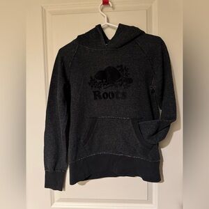 Roots Black Salt and Pepper Hoodie with Velvet Logo Accent
